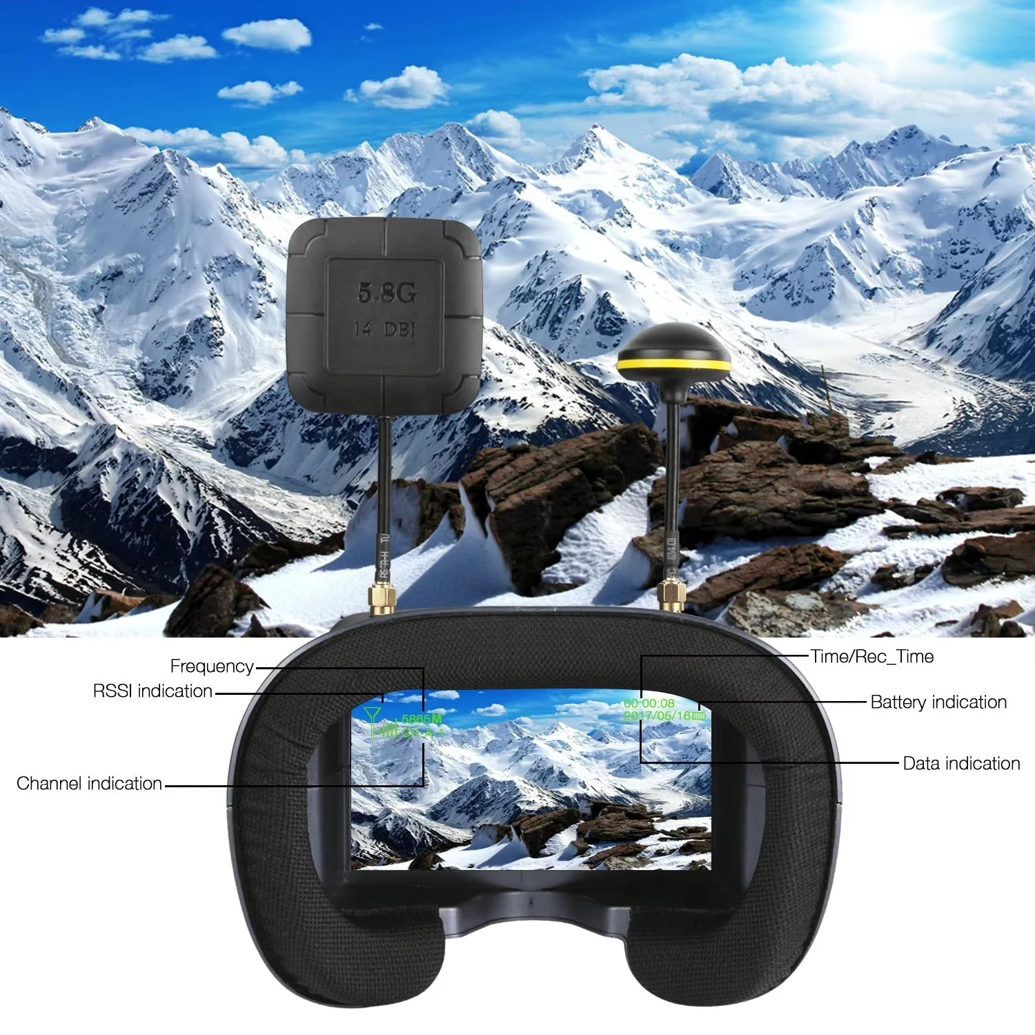 SkyDElEV800D Kacamata FPV 5 In - Fpv Goggles Headset ulasan dan harga