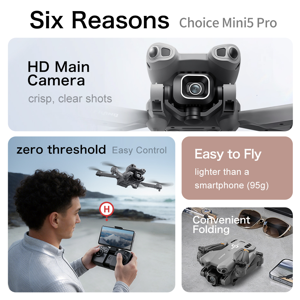Mini5 Pro Drone Portabel HD Fo - Drone Top Rc ulasan dan harga