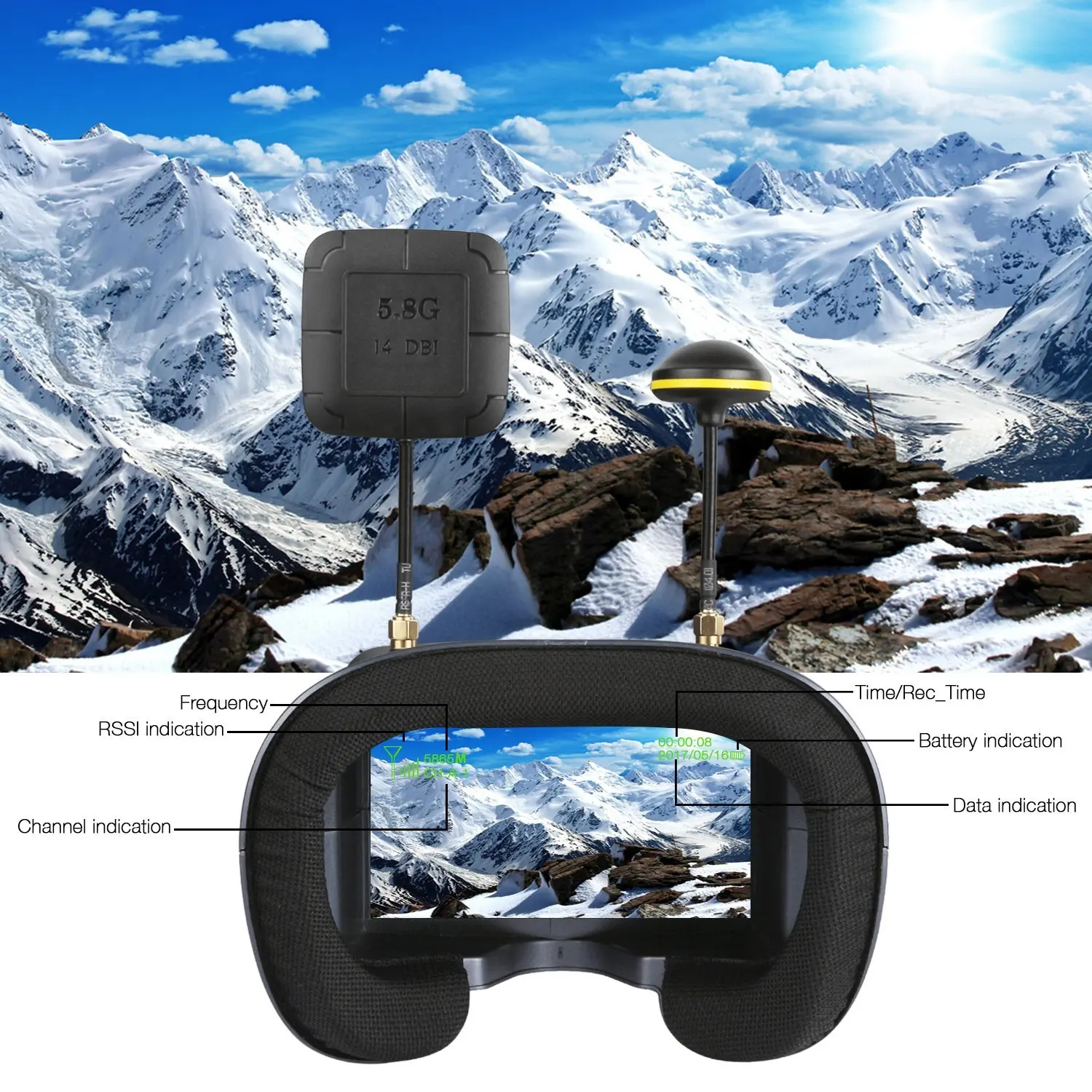 5.8G 40CH 4.3 Inci 800*480 Hea - Fpv Goggles Headset ulasan dan harga